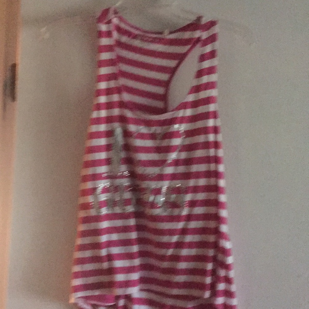 Pink white and silver tank